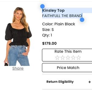 Faithfull the Brand Black Puff Sleeve Blouse